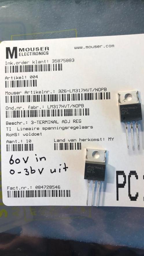 TI lm317hvt 60v in positieve spanning regelaar, Hobby en Vrije tijd, Elektronica-componenten, Nieuw, Ophalen of Verzenden