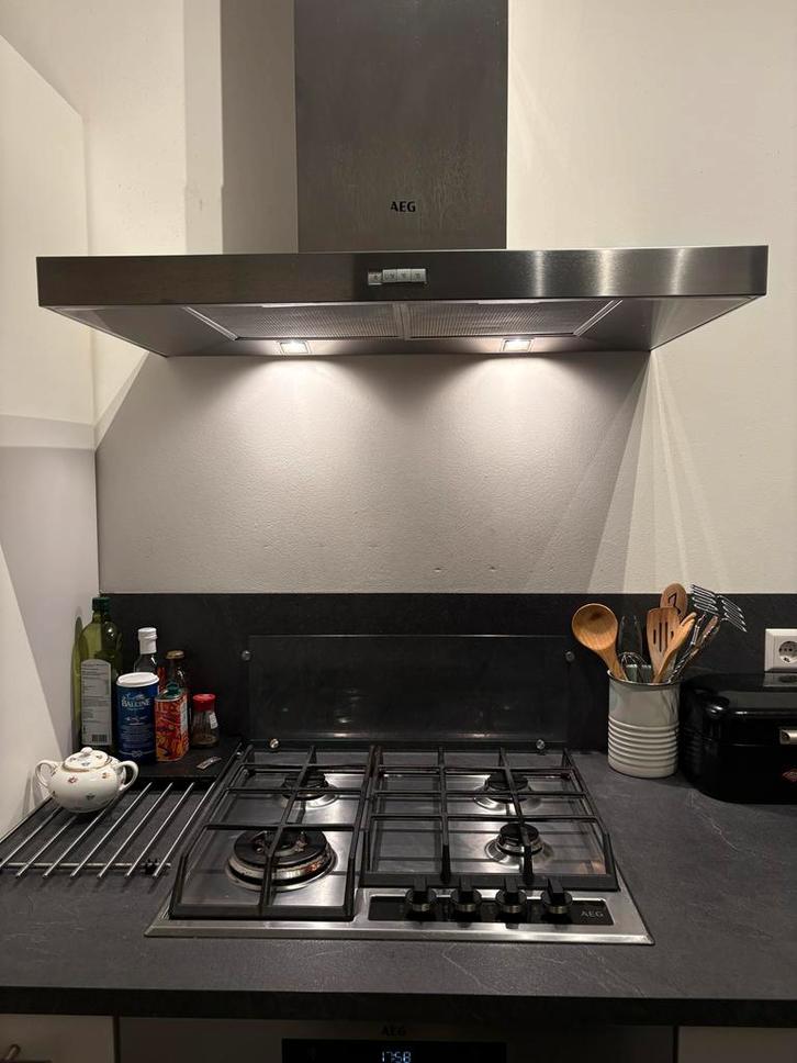 AEG Gaskookplaat - 4 zones - RVS - Inbouw, Witgoed en Apparatuur, Fornuizen, Gebruikt, Inbouw, Gas, 4 kookzones, Minder dan 85 cm