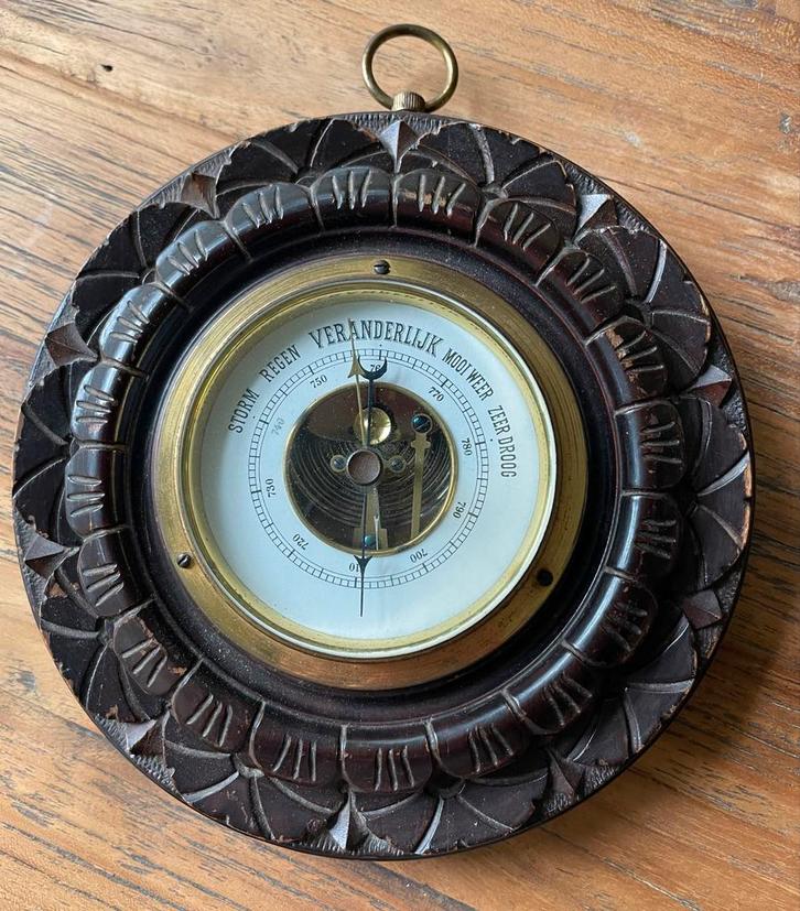 Antieke Barometer met Houten Frame, Antiek en Kunst, Antiek | Glas en Kristal, Ophalen of Verzenden