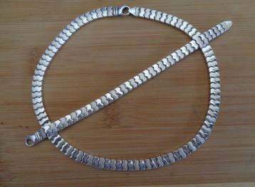 zilveren set ketting + armband mat/glans [709] beschikbaar voor biedingen