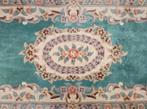 Handmade Aubusson turquoise roses wol tapijt 95x180cm, Gebruikt, ., ., Crème