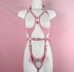 Sexy roze leren damea lingerie sexy clubwear, Ophalen of Verzenden, Zo goed als nieuw, Roze, Bikini