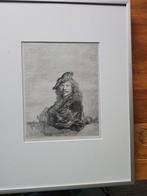 Ets handgedrukt op oud papier Rembrandt, Antiek en Kunst, Kunst | Etsen en Gravures, Ophalen