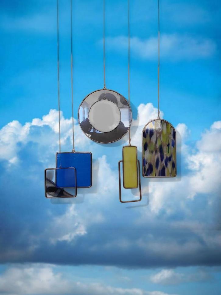 "Blauw naar geel" glas in lood object. Suncatcher, Huis en Inrichting, Woonaccessoires | Overige, Nieuw, Ophalen of Verzenden