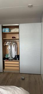 Grote grijze kledingkast met schuifdeuren (280x220x68), Ophalen, Overige materialen, Gebruikt, 200 cm of meer