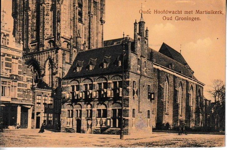GRONINGEN - OUDE HOOFDWACHT met MARTINUSKERK, Verzamelen, Ansichtkaarten | Nederland, Ongelopen, Groningen, Ophalen of Verzenden