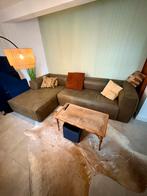 WOOOD Bean hoekbank olijfgroen leer – luxe en comfortabel, Huis en Inrichting, Banken | Complete zithoeken, Ophalen, Zo goed als nieuw