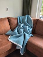 Vintage 100% wollen deken plaid 150x210 | licht blauw, Ophalen of Verzenden, Zo goed als nieuw
