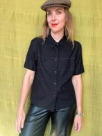 Vintage blouse, maat 42/XL - zwart + wit streepje - 90's, Kleding | Dames, Blouses en Tunieken, Zwart, Maat 42/44 (L), Ophalen of Verzenden