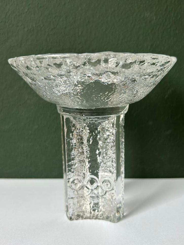 Orrefors Olympic torch kandelaar glas 1980's, Antiek en Kunst, Antiek | Glas en Kristal, Ophalen of Verzenden