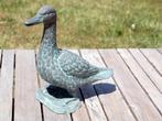 Bronzen wilde eend – waterfiguur - showroommodel, Tuin en Terras, Tuinbeelden, Ophalen of Verzenden, Zo goed als nieuw, Metaal
