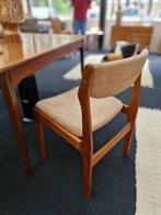 Vintage eetkamerstoelen teak beige set van 4 stuks, Ophalen, Gebruikt, Overige kleuren, .