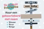Geboortebord Pijlenbord beige huren voor jongen of meisje, Ophalen, Zo goed als nieuw, Geboortebord