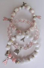 Handgemaakte set armbanden op elastiek (194), Nieuw, Ophalen of Verzenden, Elastiek, Roze