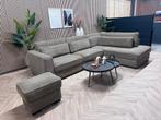 ZGAN XL Ribstof Hoekbank met Hocker - Taupe - 330 x 235, Ophalen, -, -, Hoekbank