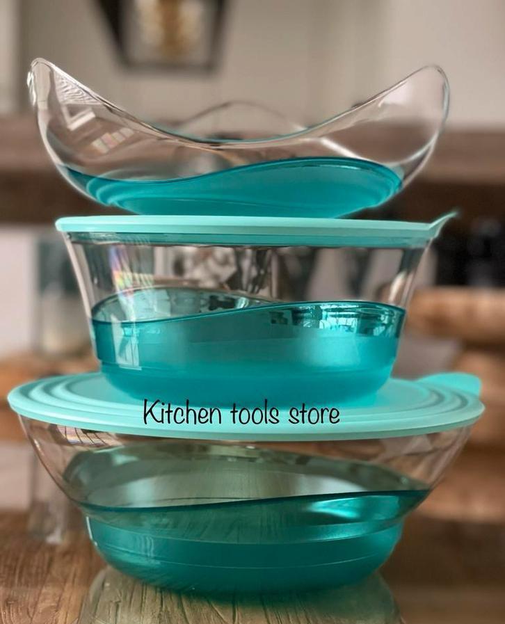 Tupperware exclusieve turquoise eleganzia serveerschaal set, Huis en Inrichting, Keuken | Tupperware, Nieuw, Schaal, Ophalen of Verzenden