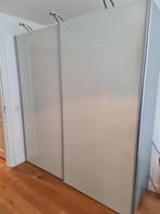 Wit kledingkast, glas deuren, verlichting. Leveren/Monteren, Gebruikt, Met klep(pen), Ophalen of Verzenden, Glas