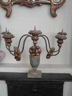 antieke ITALIAANSE KANDELAAR met BOIS DORÉ BLOEMEN + 5 armen, Ophalen of Verzenden