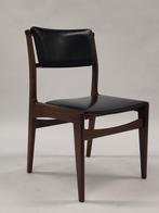 4x vintage teakhouten eetkamerstoel teak hout stoel zwart, Ophalen, Gebruikt, ., Zwart