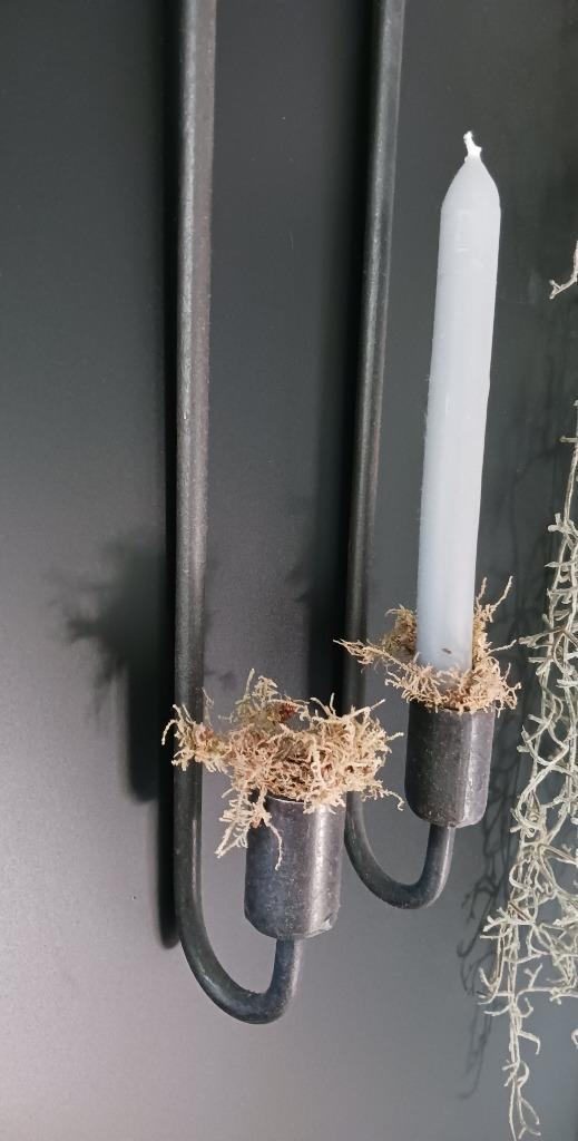 Smeedijzeren luikkandelaar 2x, Huis en Inrichting, Woonaccessoires | Kandelaars en Kaarsen, Zo goed als nieuw, Kandelaar, 25 tot 50 cm