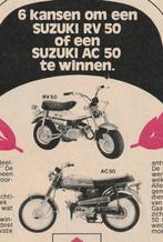 Retro reclame 1973 Suzuki brommer RV50 en AC50 winnen, Verzenden, Overige typen