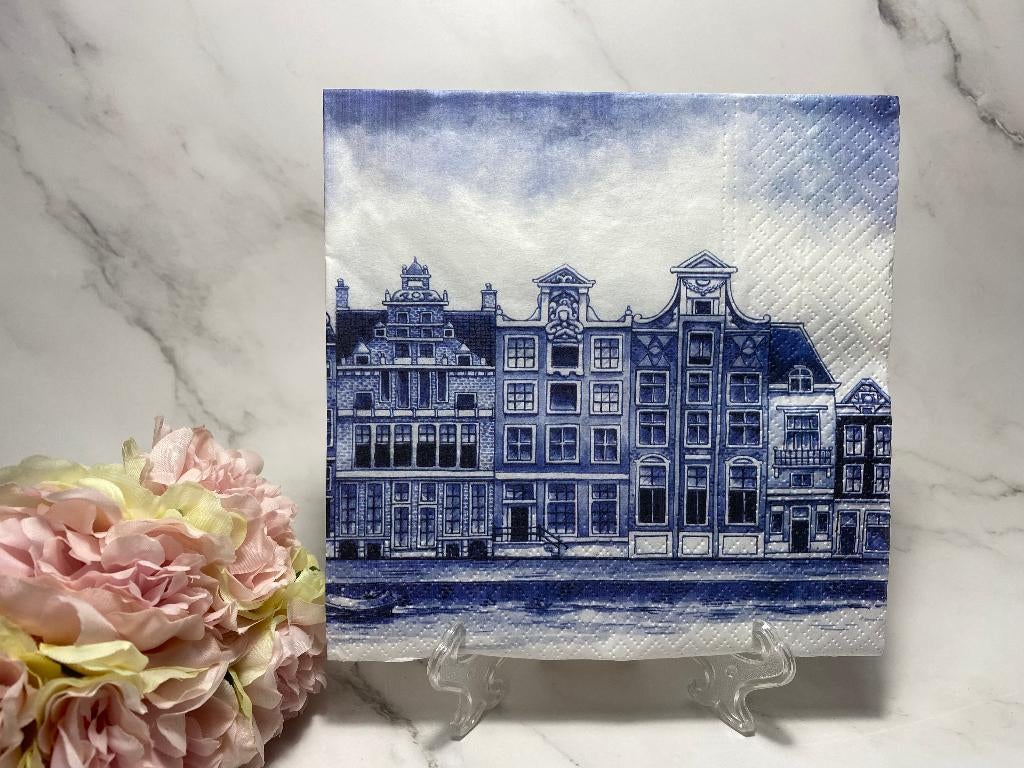 Delfts blauw knutsel servet grachten huisjes decoupage 704, Ophalen of Verzenden, Nieuw