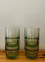 Vintage groene glazen (set van 4), Glas of Glazen, Ophalen of Verzenden, Overige stijlen, Glas