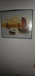 2 schilderijen van Chinese boten op canvas € 30,00, Antiek en Kunst, Kunst | Niet-Westerse kunst, Ophalen