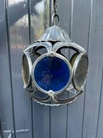 Hanglamp metaal gekleurd glas geel blauw wit, Ophalen of Verzenden
