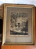 Jan Poortenaar (1886-1958) - ets van oude huisje, Antiek en Kunst, Ophalen of Verzenden