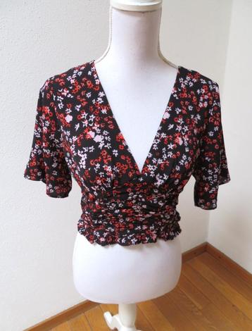 J36 SEVEN SISTERS nieuwe korte blouse top zwart rood M = 36 beschikbaar voor biedingen