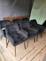 6 zeer mooi velvet industriële eetkamerstoelen., Ophalen, Zo goed als nieuw, Zwart, Vier