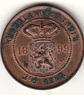 Ned. Indië - 2 1/2 cent 1899 P+  - KM#308 beschikbaar voor biedingen