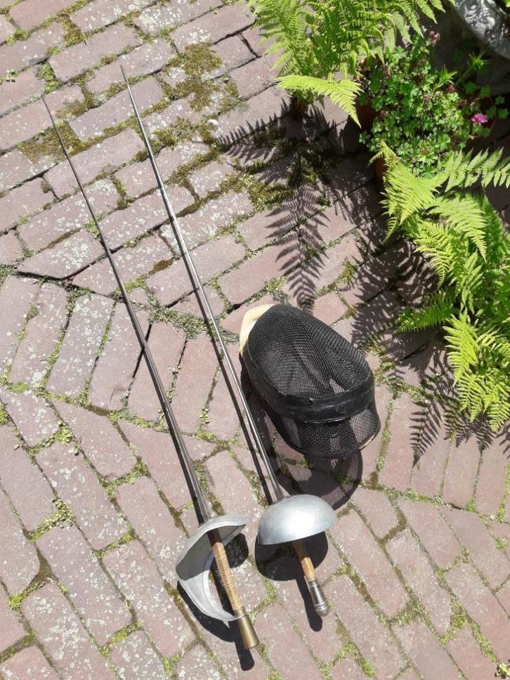 Antieke duel degens, épee met masker c. 1910, Antiek en Kunst, Antiek | Overige Antiek, Ophalen of Verzenden