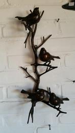 4 VOGELS OP TAK / BRONS / WANDHANGER, Huis en tuin decoratie Marie, Nieuw, Info@huisentuindecoratiemarie.nl, Peize