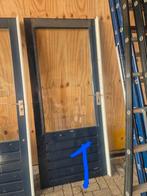 Hardhouten achterdeuren met dubbelglas, Doe-het-zelf en Verbouw, Kozijnen en Schuifpuien, Deurkozijn, Zo goed als nieuw, Hout