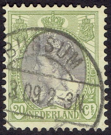 Nederland 1908, Kon. Wilhelmina, 20 cent, olijfgroen/grijs, beschikbaar voor biedingen