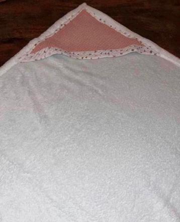 Omslagdoek badcape fleece wit/roze, wikkeldeken beschikbaar voor biedingen