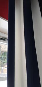 Gordijnen, marine blauw/crème (wit), 2,50 hoog, Ophalen, Gebruikt, 200 cm of meer, Crème