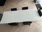 Uitschuifbare witte eettafel - 220cm, Kunststof, Gebruikt, 200 cm of meer, Vijf personen of meer