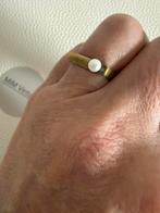 R270/Vintage Bronzen vierkante ring met Parel 16 1/4, Sieraden, Tassen en Uiterlijk, Ringen, Overige materialen, Gebruikt, Overige kleuren