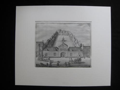 Ets Hofje van de Heer van Hogelande te 's-Gravenhage 1730, Antiek en Kunst, Kunst | Schilderijen | Klassiek, Ophalen