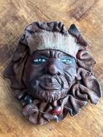 Afrikaans lederen masker, Antiek en Kunst, Kunst | Beelden en Houtsnijwerken, Ophalen of Verzenden