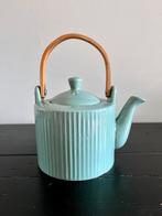Stijlvolle Turquoise Theepot met Houten Handvat, Ophalen, Keramiek, Overige typen, Nieuw
