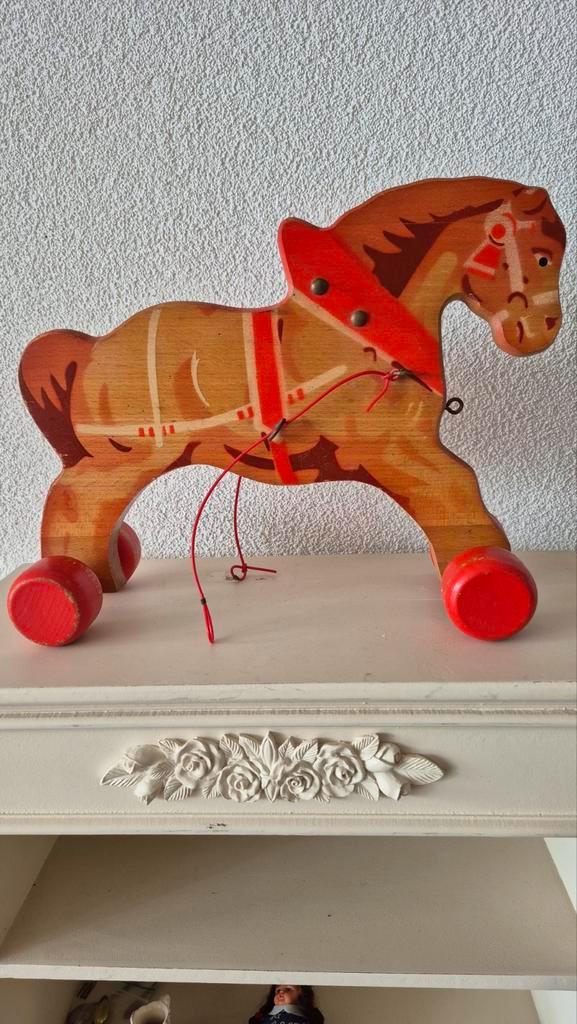 Vintage Houten Trekpaard Speelgoed, Antiek en Kunst, Antiek | Speelgoed, Ophalen of Verzenden