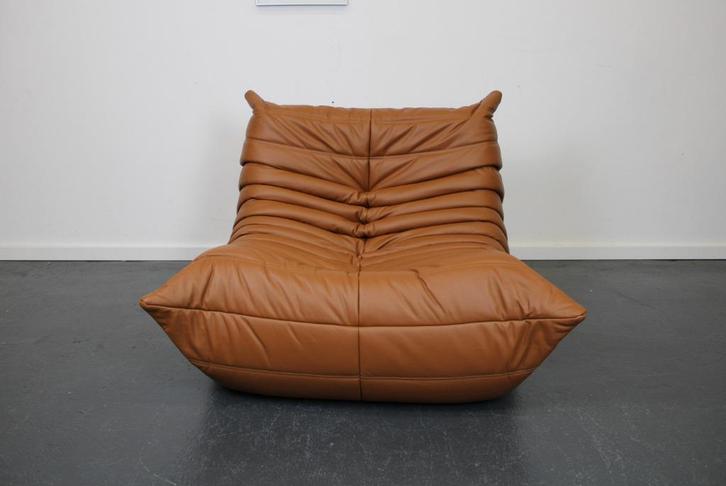 Ligne Roset Togo 1-zits, Cognac leer, Huis en Inrichting, Banken | Sofa's en Chaises Longues, Nieuw, Eenpersoons, 75 tot 100 cm