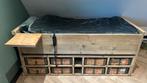 Stoer tienerbed - steigerhout incl. stoere legerkisten, Ophalen, 85 tot 100 cm, Gebruikt, 180 cm of meer