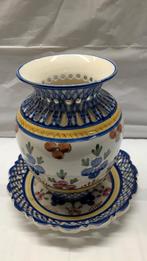 Vintage Delfts Blauwe Vaas met Schotel, Antiek en Kunst, Ophalen of Verzenden