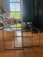 Drie salontafeltjes mid century style, Huis en Inrichting, Tafels | Salontafels, Ophalen, Minder dan 50 cm, Gebruikt, Glas