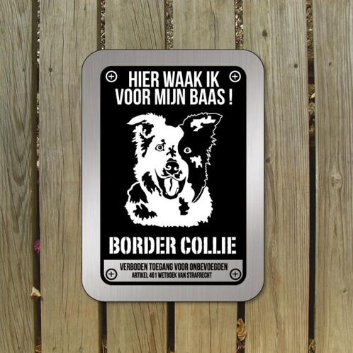 waakbord Border Collie mat zwart zilver, Dieren en Toebehoren, Honden-accessoires, Nieuw, Ophalen of Verzenden